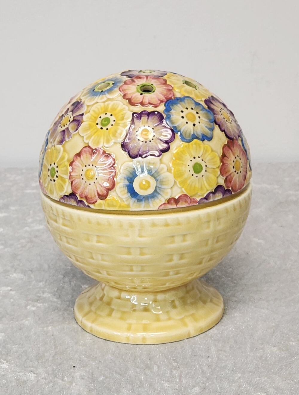 Vintage Lord Nelson Yellow w Flower Design Pot Puorri Pottery